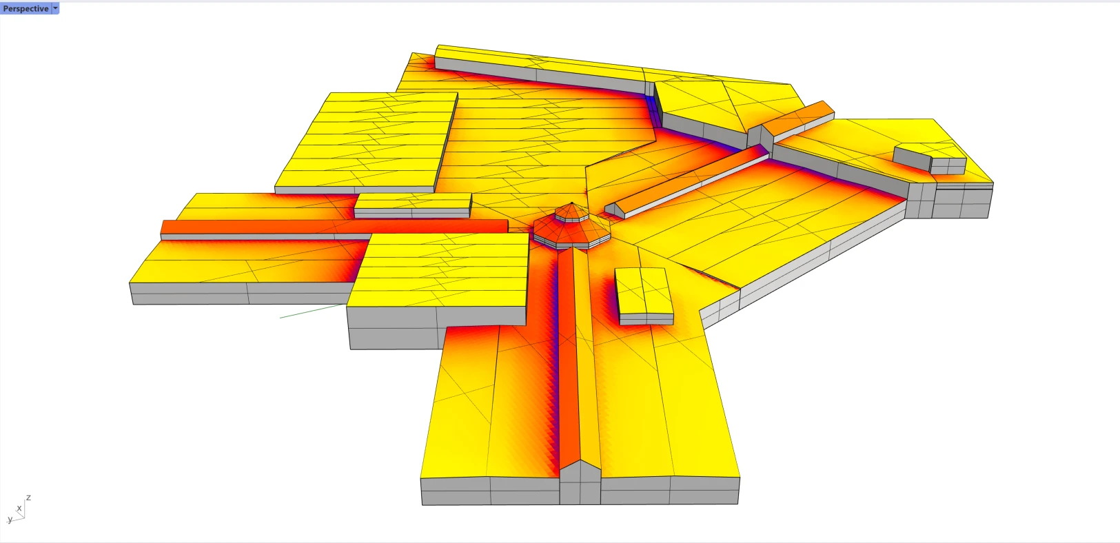 Projektvisual einer Solarstrahlungs- und Verschattungsanalyse