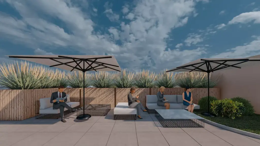 Dachterrasse in Ausbaustufen.